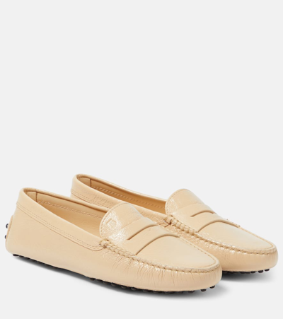 Tod's Gommino Leather Loafers In Beige