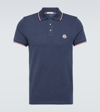 Moncler Logo Cotton Piquet Polo Shirt In Blue
