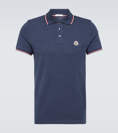 Moncler Cotton Piqué Polo Shirt In Blue