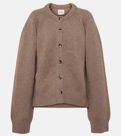 Khaite The Emili Cashmere Cardigan In Barley