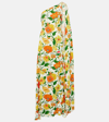 Stella Mccartney Floral-printed Asymmetric Maxi Dress In Orange Multicolour