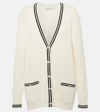 ALESSANDRA RICH OVERSIZED CABLE-KNIT COTTON CARDIGAN