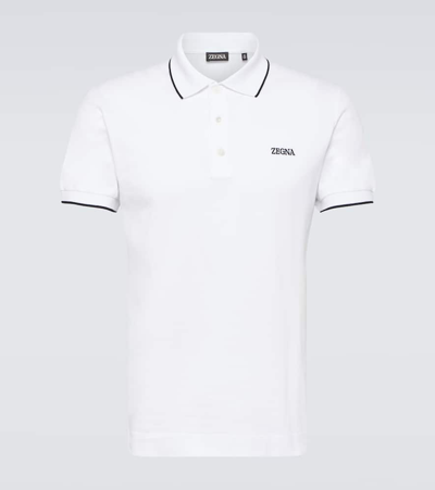 Zegna Logo-print Short-sleeved Polo Shirt In White