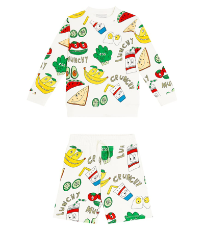 Stella Mccartney Kids' 印花棉质抓绒运动服 In White