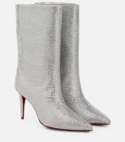 Christian Louboutin Astrilarge Strass绒面革及踝靴 In Silvercrystal