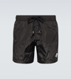 Moncler Swim Shorts With Elastic Waistband And Pockets In Black