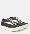 Rick Owens Women Black Low Top Sneakers With Contrasting Stitching In Leather Woman In Black