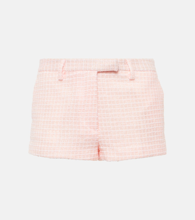 Alessandra Rich Sequined Tweed Shorts In Pink