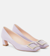 Roger Vivier Trompette Metal Buckle Pumps In Patent Leather In Rosa Viola