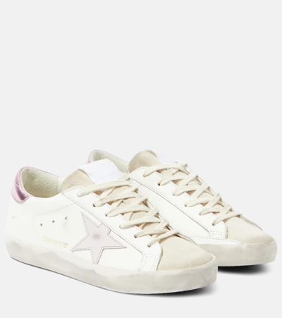 Golden Goose Super-star Leather Sneakers In White