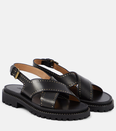 Isabel Marant Baem Studded Leather Sandals In 01bk Black
