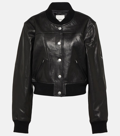 Isabel Marant Adriel Leather Bomber Jacket In Black