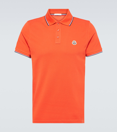 Moncler Logo Patch Polo Shirt In Orange