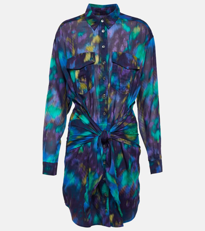 Marant Etoile Nueva Printed Cotton Shirt Dress In Blau