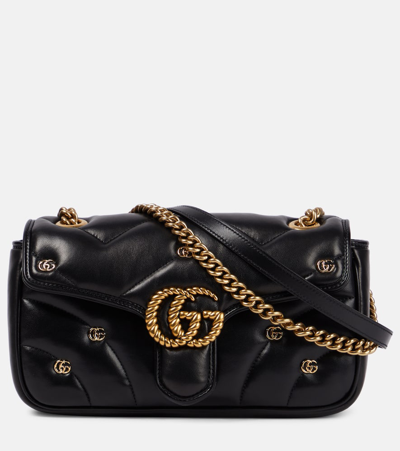 Gucci Gg Marmont Small Leather Shoulder Bag In Black