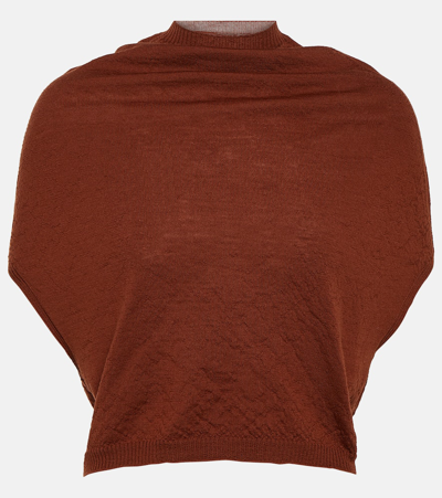 Rick Owens Virgin Wool Top In Brown
