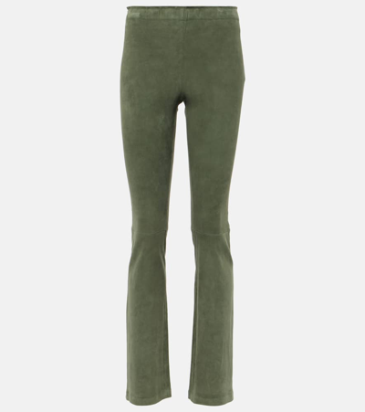 Stouls Jp Mid-rise Leather Flared Pants In Green