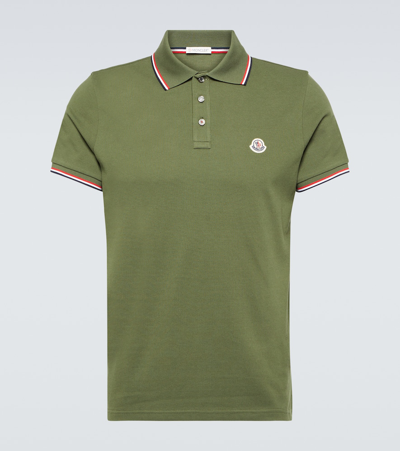 Moncler Cotton Piqué Polo Shirt In Green