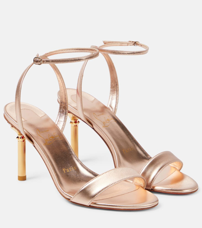 Christian Louboutin Mascasandal Leather Sandals In Leche/lin Leche/gold