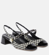 Miu Miu Gingham Patent Mary Jane Slingback Pumps In Multicoloured