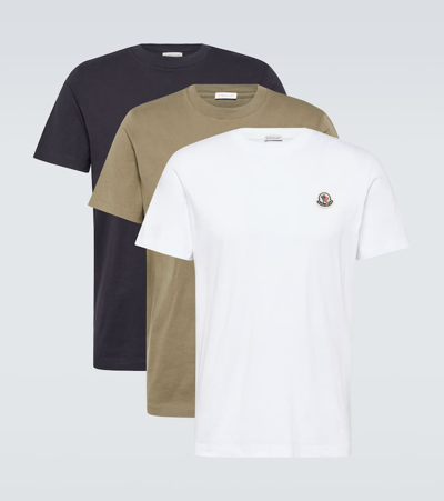 Moncler Set Of 3 Cotton Jersey T-shirts In Multicoloured