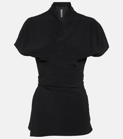 Rick Owens Laura Silk-blend Crêpe Wrap Top In Black