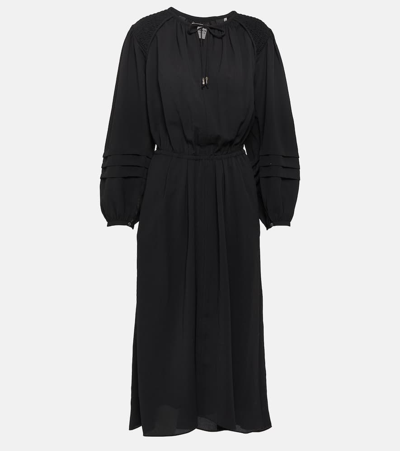 Marant Etoile Lydie Ruched Crêpe Midi Dress In Black