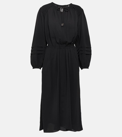 Isabel Marant Étoile Lydie Ruched Crêpe Midi Dress In Black