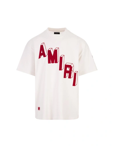Amiri Logo-flocked Felt-trimmed Cotton-jersey T-shirt In Vanilla Ice