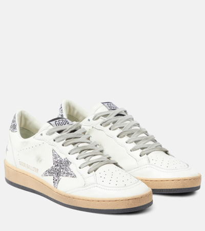 Golden Goose Ball Star Leather Sneaker In Silver