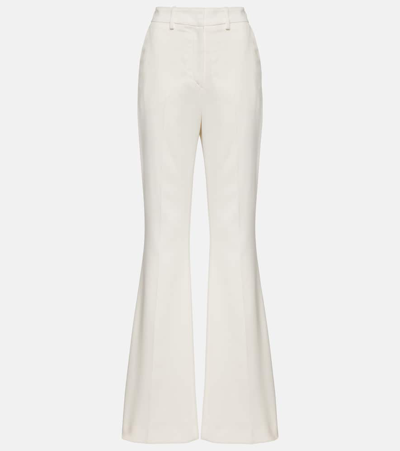 Balmain High-rise Crêpe Flared Trousers In White