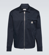 Moncler Cotton Stretch Garbardine Zip-up Shirt Jacket In Blue
