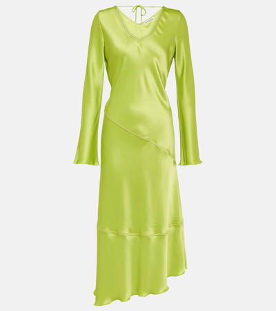 Acne Studios Danessa缎布中长连衣裙 In Bright Green