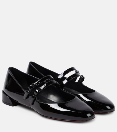 Christian Louboutin Sweet Jane Patent Red Sole Ballerina Flats In Black
