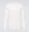 Zegna Crossover Silk-cashmere Crewneck Sweater In White