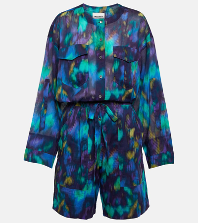 Marant Etoile Niely Printed Cotton Playsuit In Multicoloured
