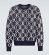 Acne Studios Katch Wool And Cotton-blend Jacquard-knit Sweater In Navy Oatmeal Melange