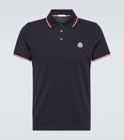 Moncler Cotton Piqué Polo Shirt In Black