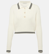 ALESSANDRA RICH CABLE-KNIT COTTON POLO SWEATER