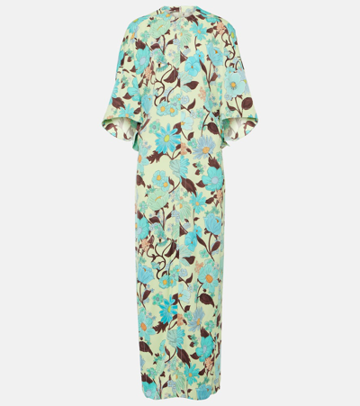 Stella Mccartney Womens Multicolor Mint Floral-print Split-hem Stretch-woven Maxi Dress