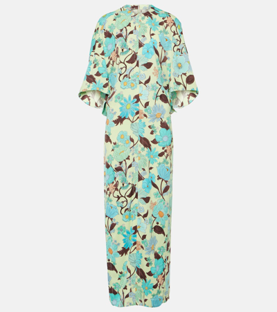 Stella Mccartney Womens Multicolor Mint Floral-print Split-hem Stretch-woven Maxi Dress In Multicoloured