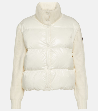 Moncler Off-white Paneled Down Jacket In 35 White