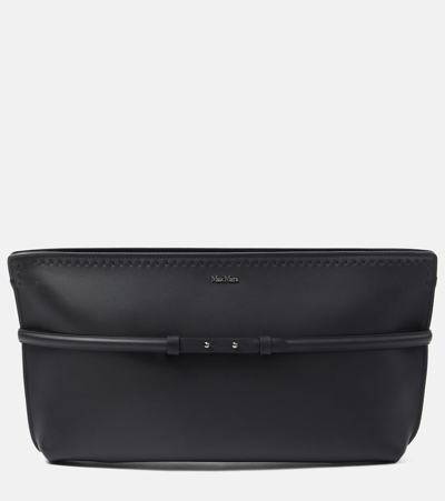 Max Mara Archetipo Leather Clutch In Black