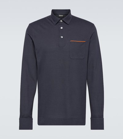 Zegna Cotton Polo Shirt In Blue