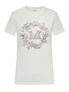 Max Mara Rhinestone Embellished Cotton T-shirt In White