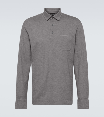 Zegna Cotton Polo Shirt In Grey