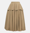 Bottega Veneta Layered Pleated Cotton-poplin Midi Skirt In Nude & Neutrals