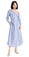 Cinq À Sept Marcella Belted One-shoulder Midi Shirt Dress In Navy/raincloud