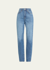 Triarchy Ms.  V-high Rise Straight-leg Jeans In Medium Indigo