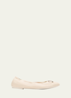 Stuart Weitzman Bardot Lambskin Bow Ballerina Flats In Oat